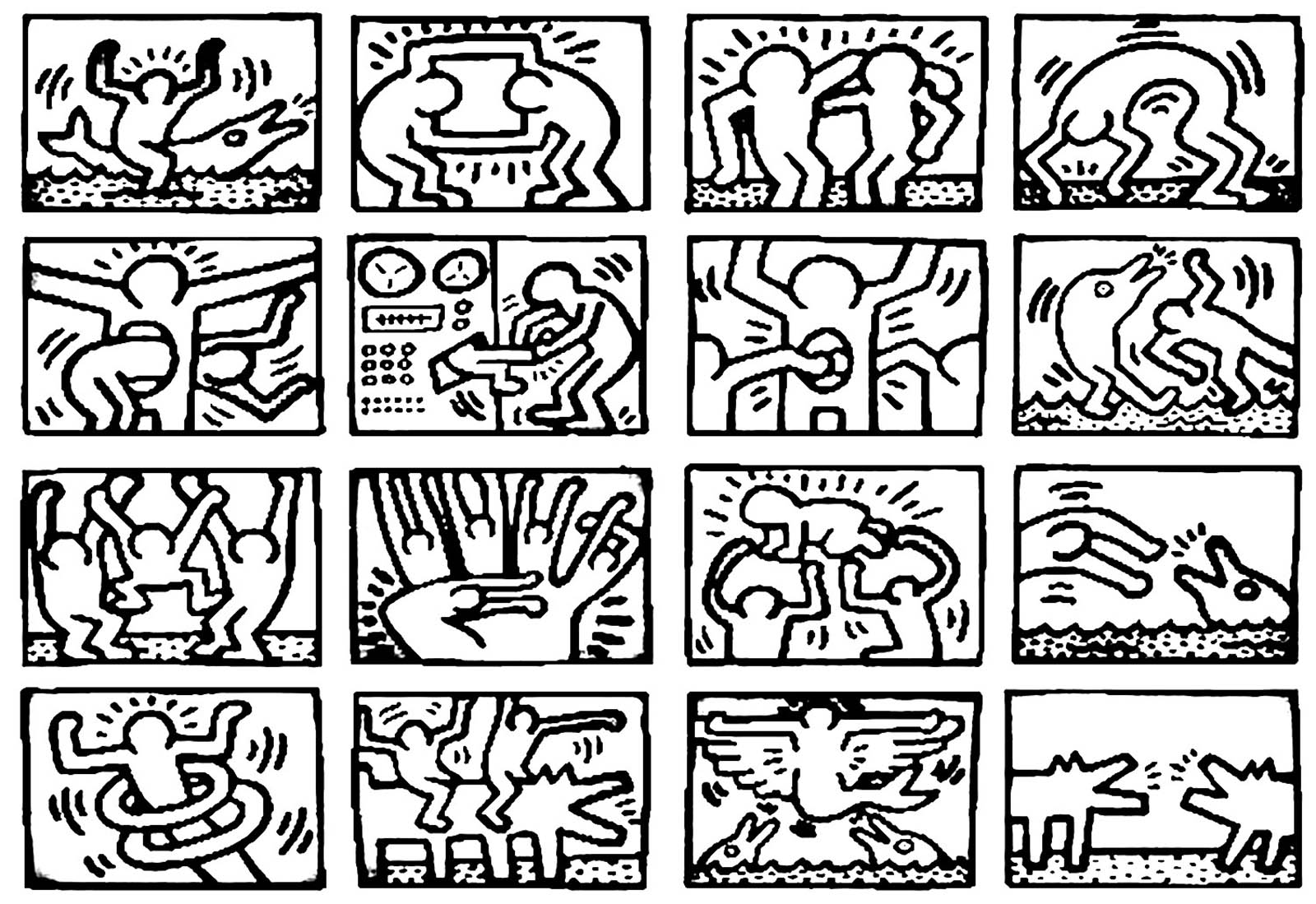 Personnages de Keith Haring à imprimer et colorier