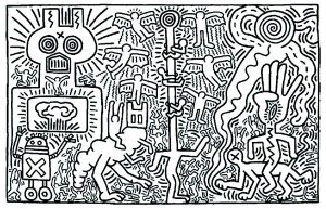 Coloriage adulte keith haring 2
