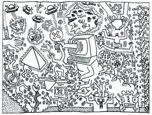 Coloriage adulte keith haring 5