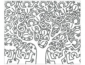 Coloriage adulte keith haring 6