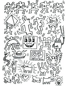Coloriage adulte keith haring 7