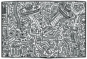 Coloriage adulte keith haring 8