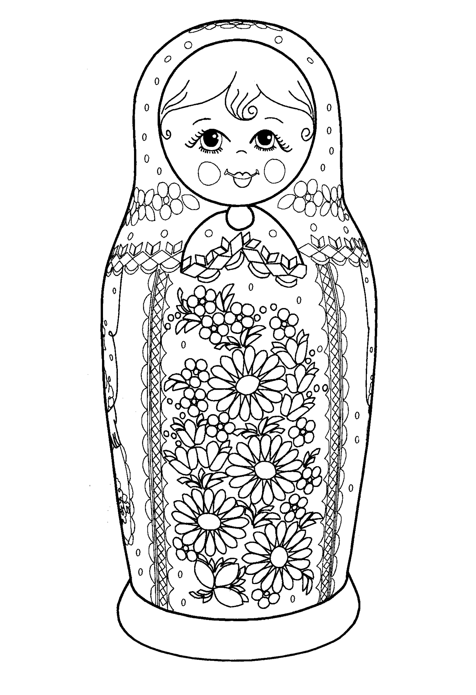 Pourpee russe - 1 (Coloriage de Poupées russes à imprimer pour adultes)