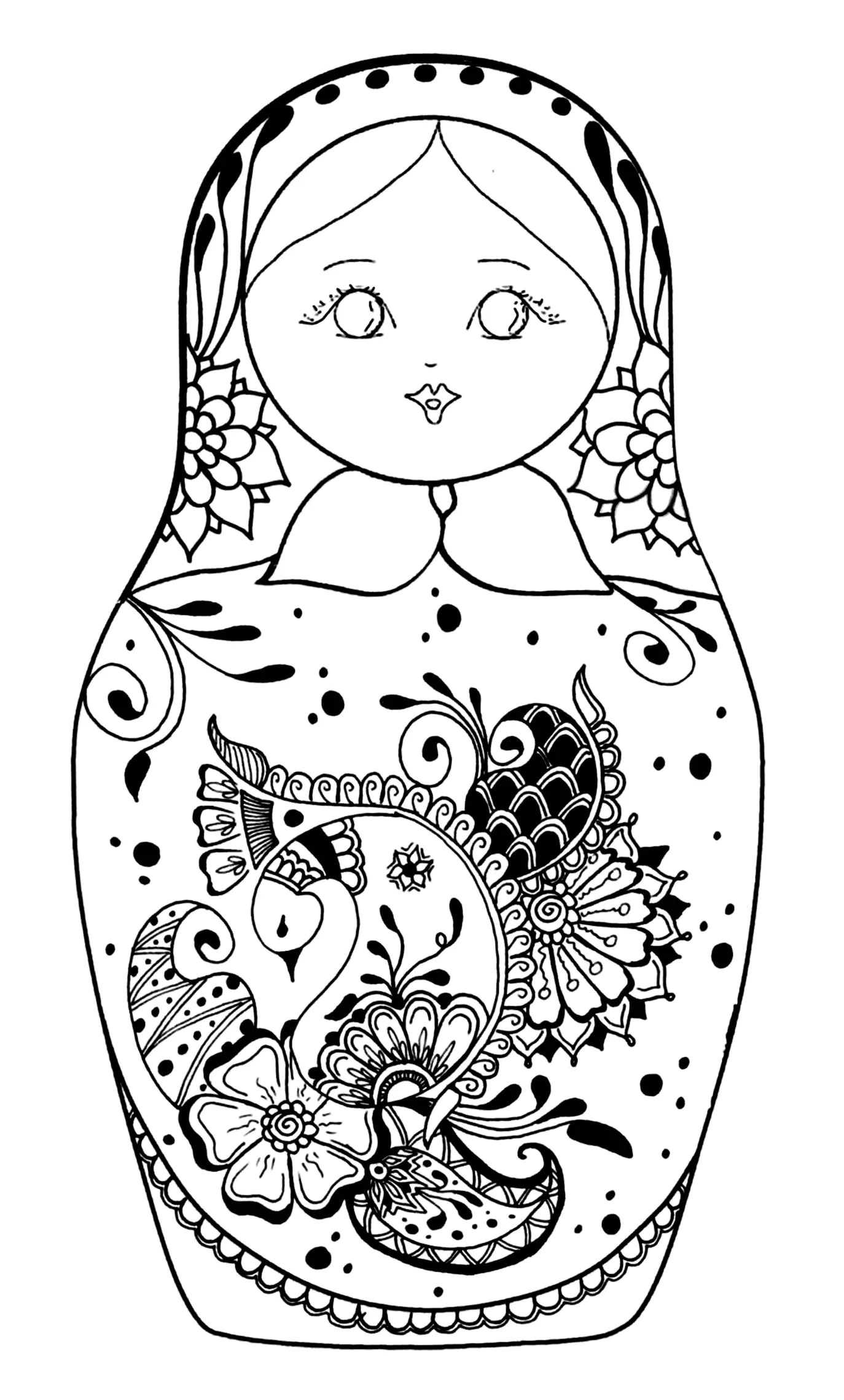 Pourpee russe - 5 (Coloriage de Poupées russes à imprimer pour adultes)