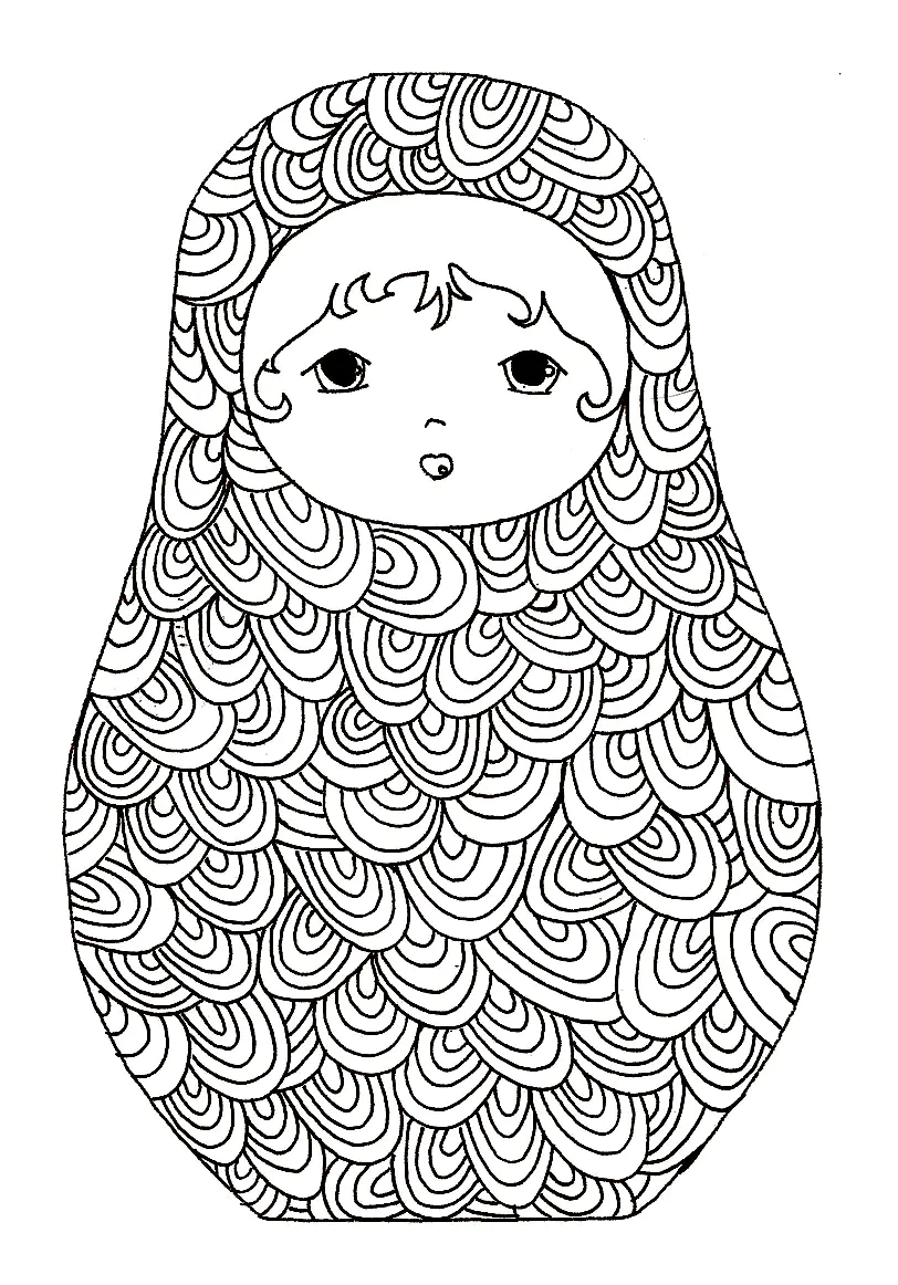 Pourpee russe - 8 (Coloriage de Poupées russes à imprimer pour adultes)