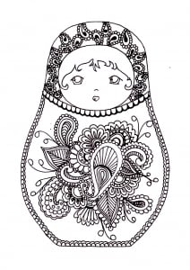 Coloriage de Poupées russes à imprimer pour adultes : Pourpee-russe-2
