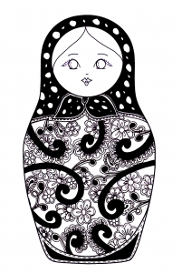 Coloriage de Poupées russes à imprimer pour adultes : Pourpee-russe-4