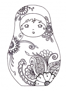 Coloriage de Poupées russes à imprimer pour adultes : Pourpee-russe-6