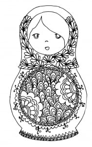 Coloriage de Poupées russes à imprimer pour adultes : Pourpee-russe-7