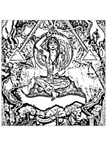Coloriage psychedelique moine symboles illuminati