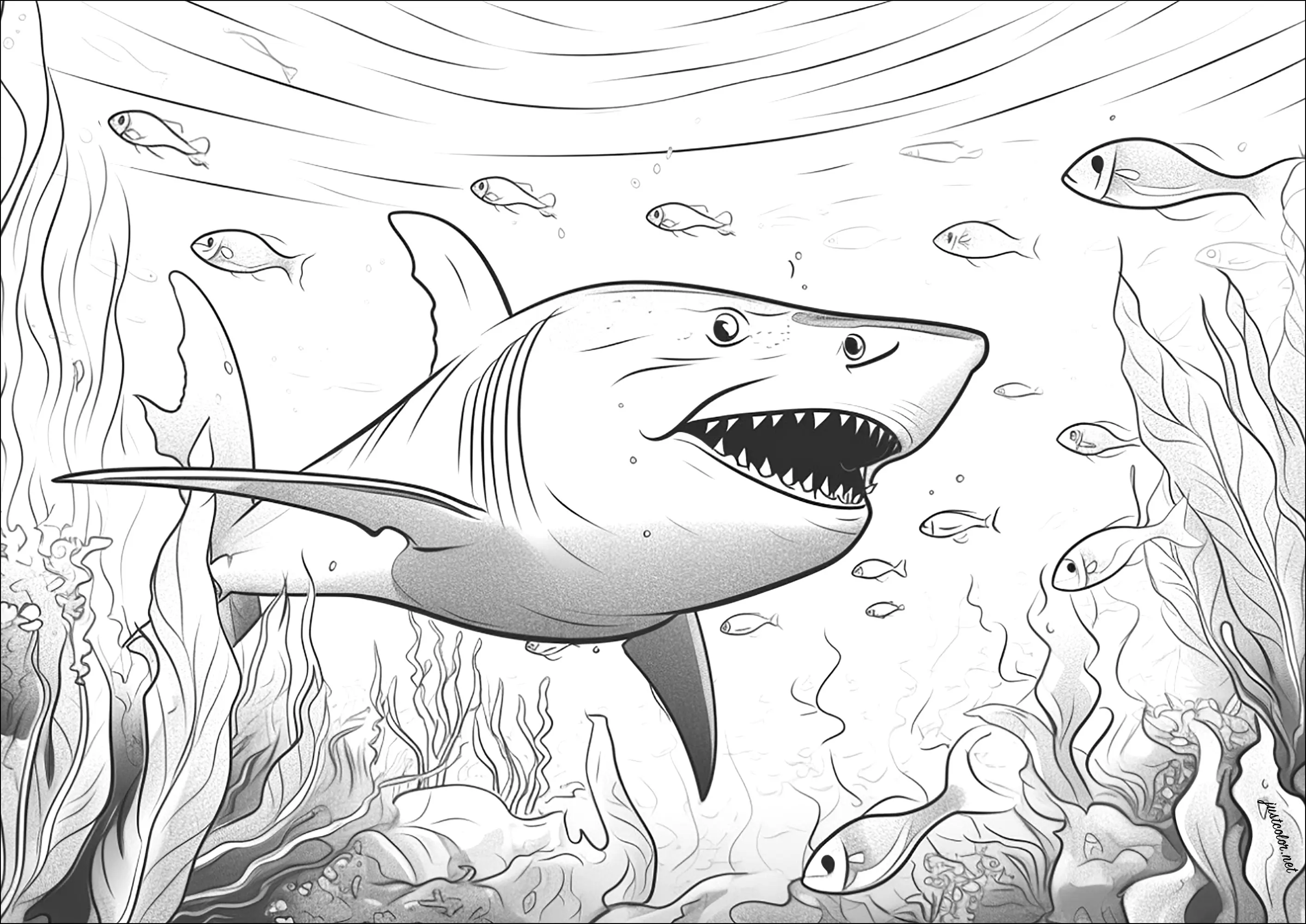 Requin des mers profondes (Coloriage à imprimer pour adultes)