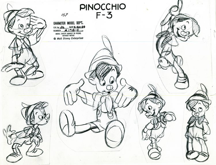 Coloriez ces croquis de Pinocchio