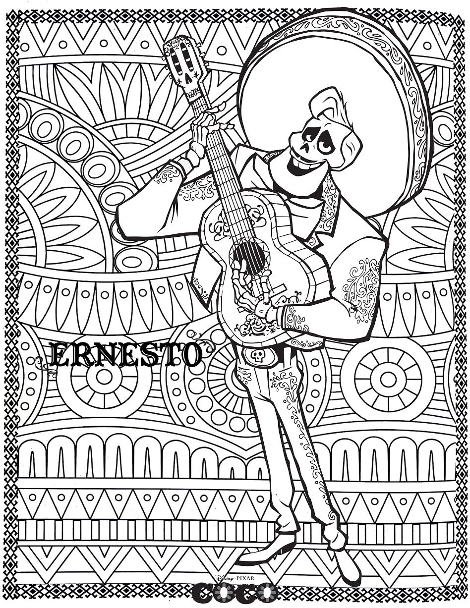 Disney coco ernesto - Retour en enfance - Coloriages difficiles pour adultes