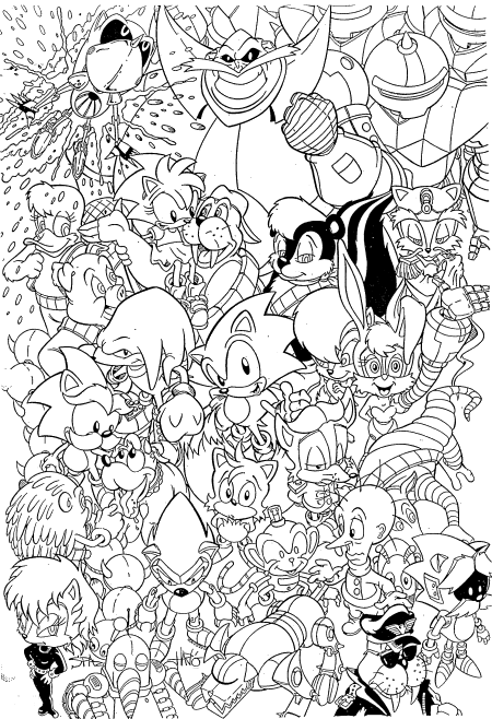 Sonic le herisson (Coloriage Retour en enfance à imprimer pour adultes)