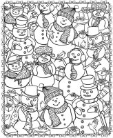 Coloriage adulte noel bonhommes de neige