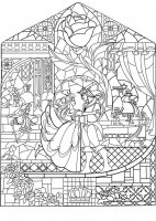 Prince et Princesse dans un coloriage mêlant Art Nouveau et univers Disney (Coloriage Retour en enfance)