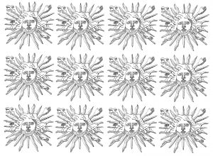 Coloriage de Rois et Reines à imprimer pour adultes : Embleme-lous-14-roi-soleil-2