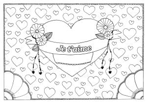 Coloriage de Saint Valentin à imprimer pour adultes : Saint-valentin-5