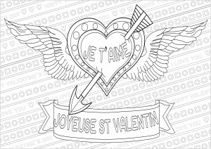 Coloriage de à imprimer pour adultes : Coeur de Saint Valentin