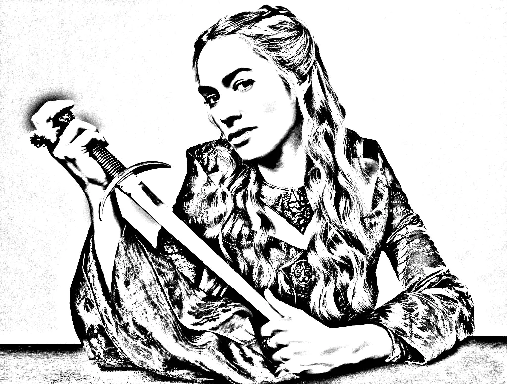 Game of throne cersei lannister (Coloriage de Séries TV à imprimer pour adultes)