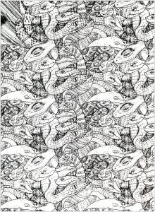 Coloriage de à imprimer pour adultes : Serpents enchevêtrés