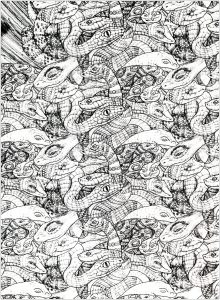 Coloriage adultes serpents enchevetres