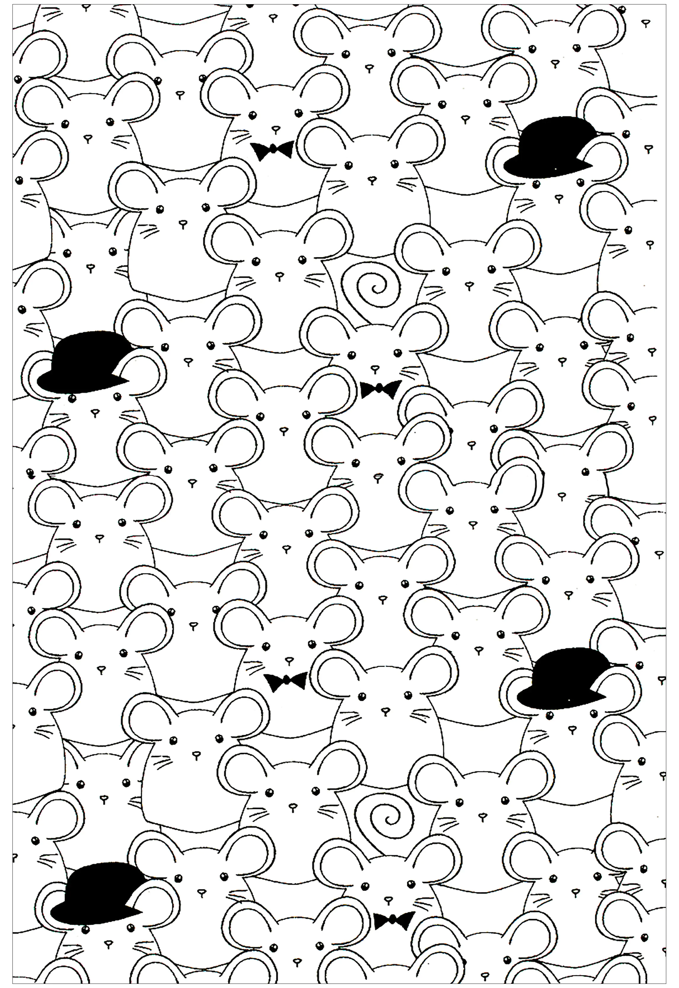Petites souris (Coloriage à imprimer pour adultes)