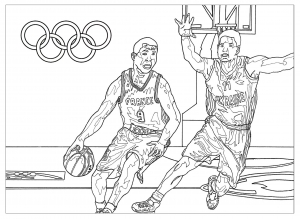 Coloriage adulte jeux olympiques basketball