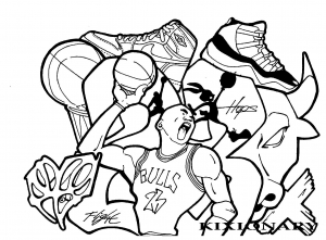 Coloriage adulte graffiti michael jordan by kixionary world