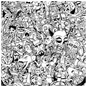 Coloriage de Tags et Graffitis à imprimer pour adultes : Graffitis-personnages