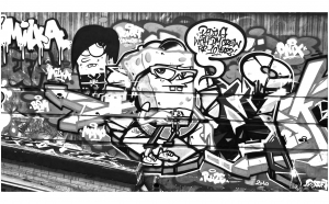 Coloriage de Tags et Graffitis à imprimer pour adultes : Graffiti bob eponge