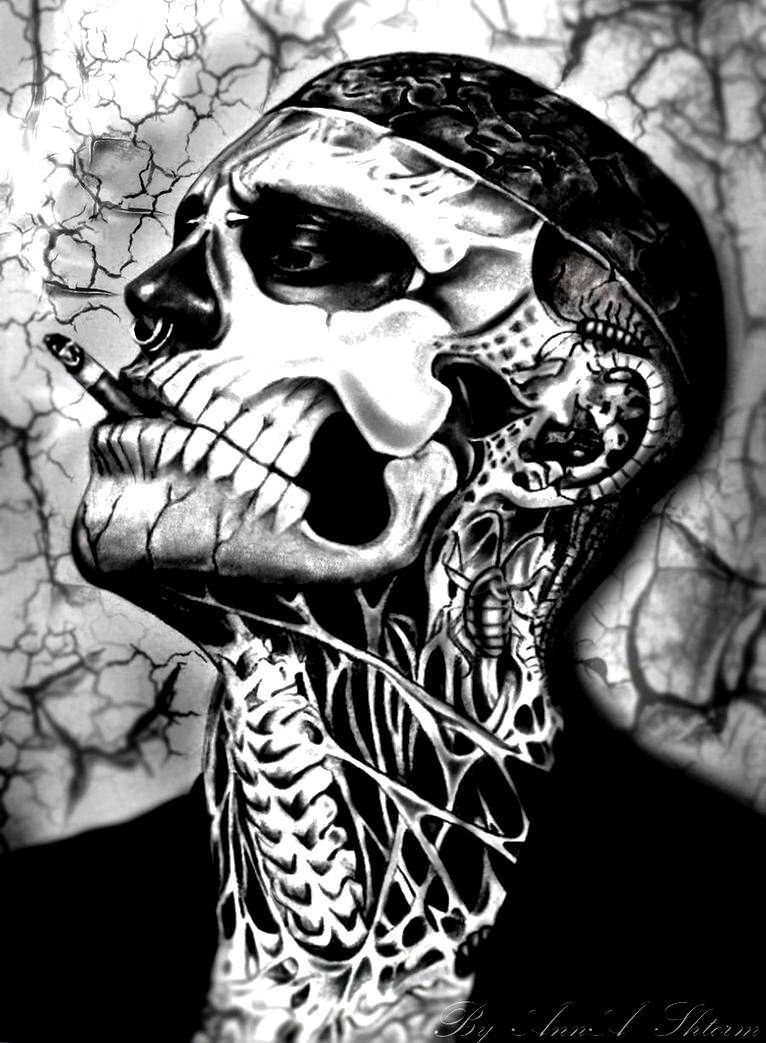 Visage de Rick Genest, l'homme sur-tatou