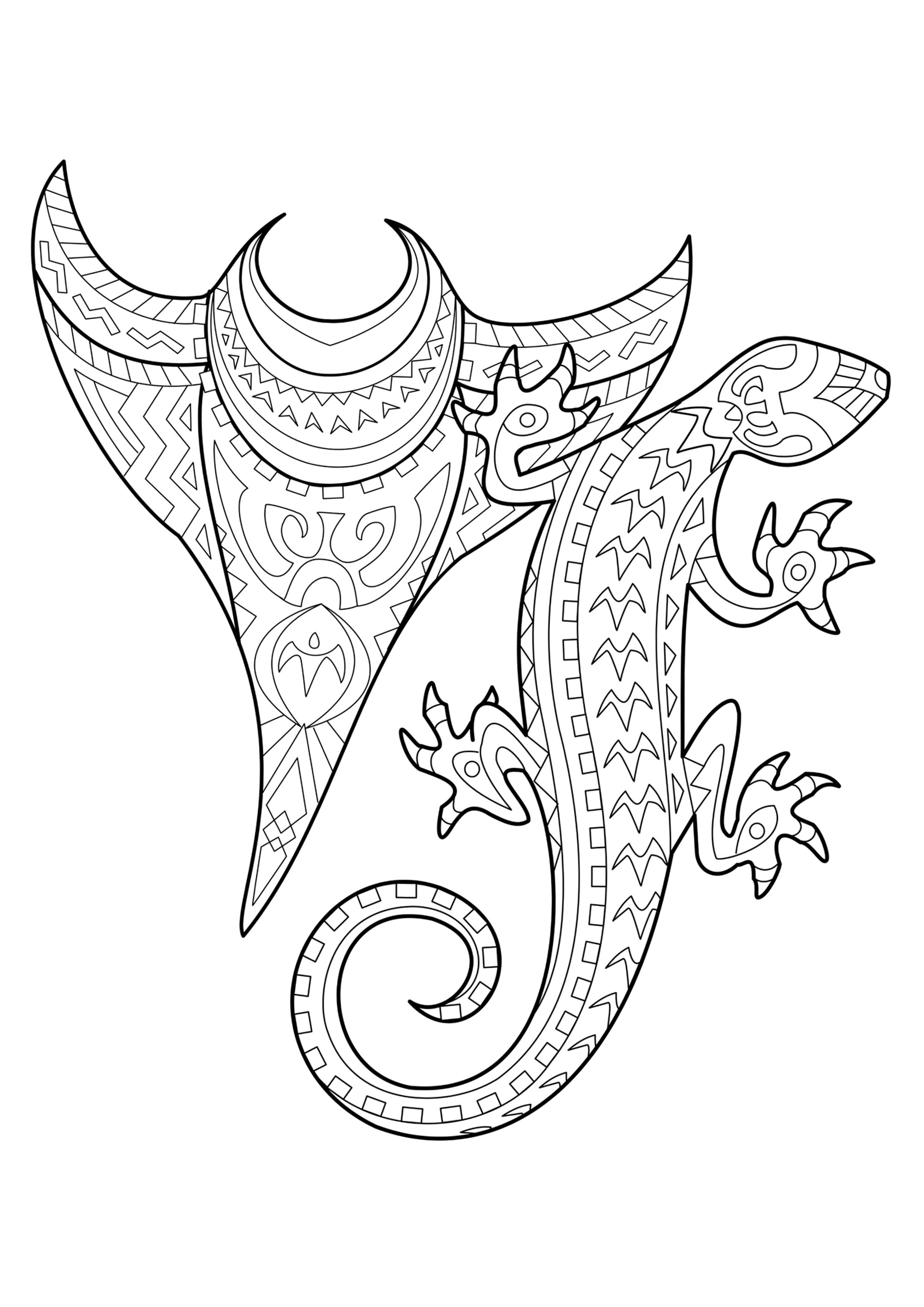 Tatouage Polynesien : Nga tama p Punga. Coloriage issu du livre Polynesian Tattoos : 42 Modern Tribal Designs to Color and Explore par l'artiste italien Roberto “Gi. Erre” Gemori.A découvrir ici : www.shambhala.com/polynesian-tattoos.html Site de l'artiste : Tattootribes.com, Artiste : Roberto “Gi. Erre” Gemori