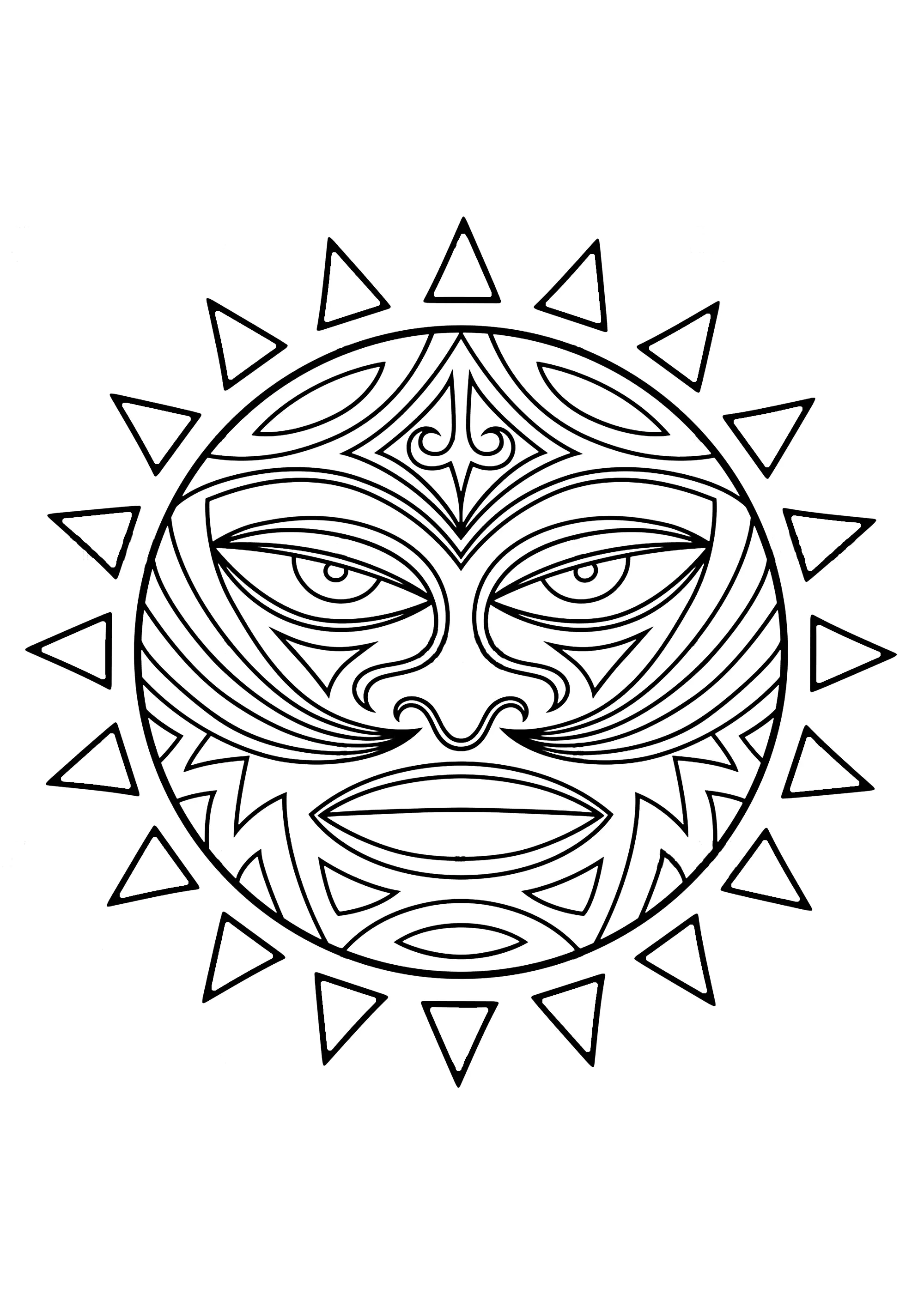 Tiki : Symbole Maori (Coloriage de Tatouages à imprimer pour adultes)