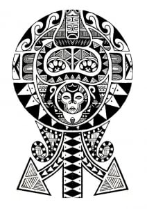 Un authentique et ancien tatouage Polynésien (Coloriage)
