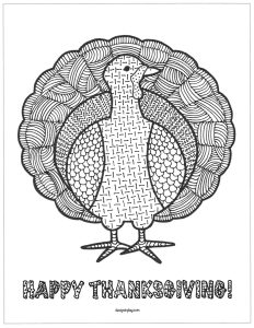 Coloriage dinde de thanksgiving en zentangle