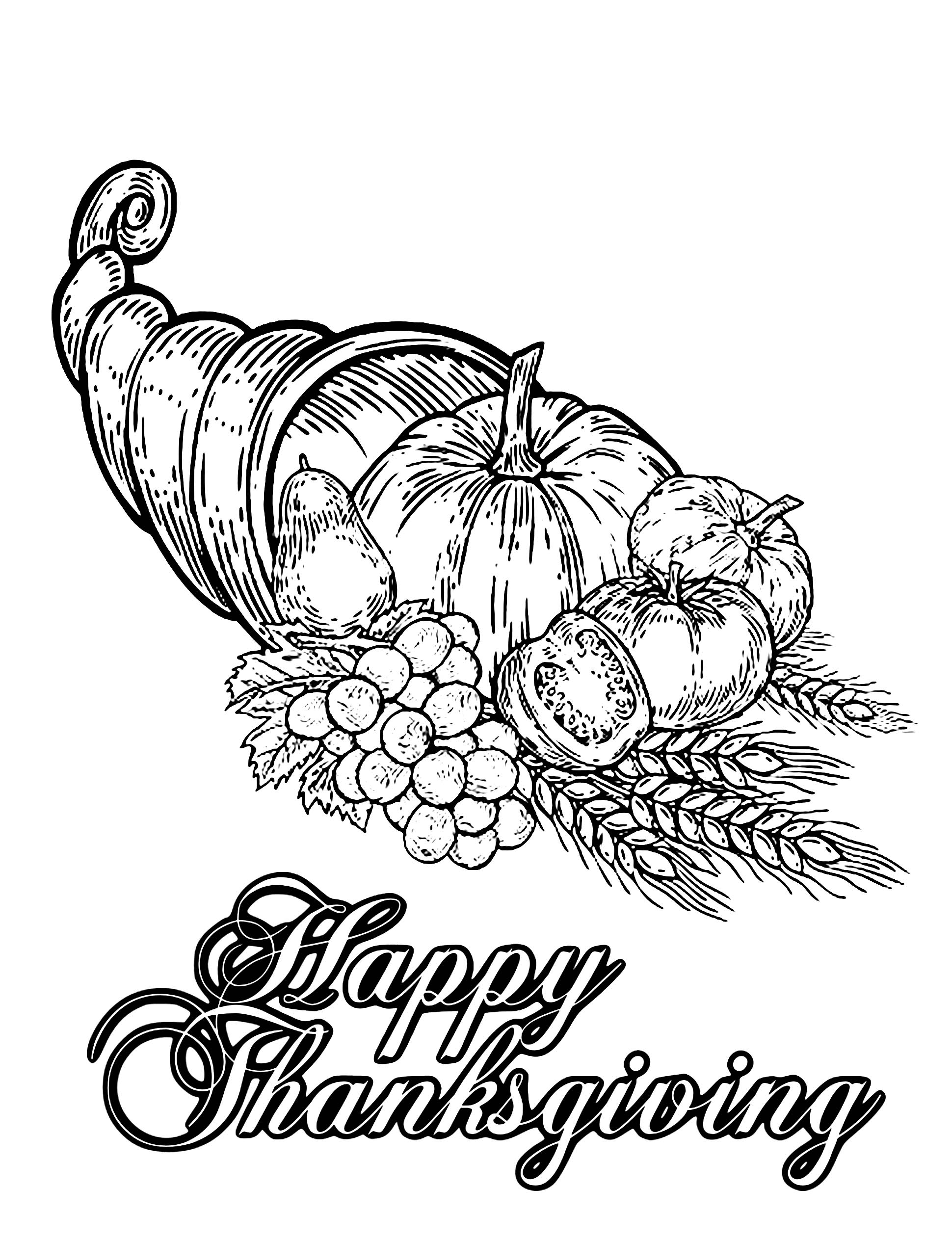 coloriage happy thanksgiving free to print