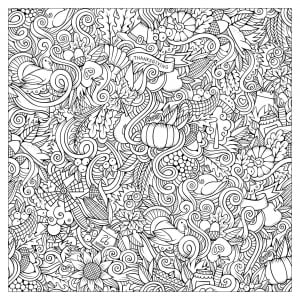 Coloriage thanksgiving doodle carre par Olga Kostenko