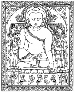 Coloriage adulte tibetain bouddha