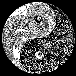 Tibet : Coloriage yin yang gratuit