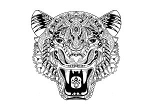 Coloriage adulte tigre