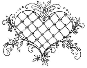 Coloriage de à imprimer pour adultes : Coeur-style-vintage