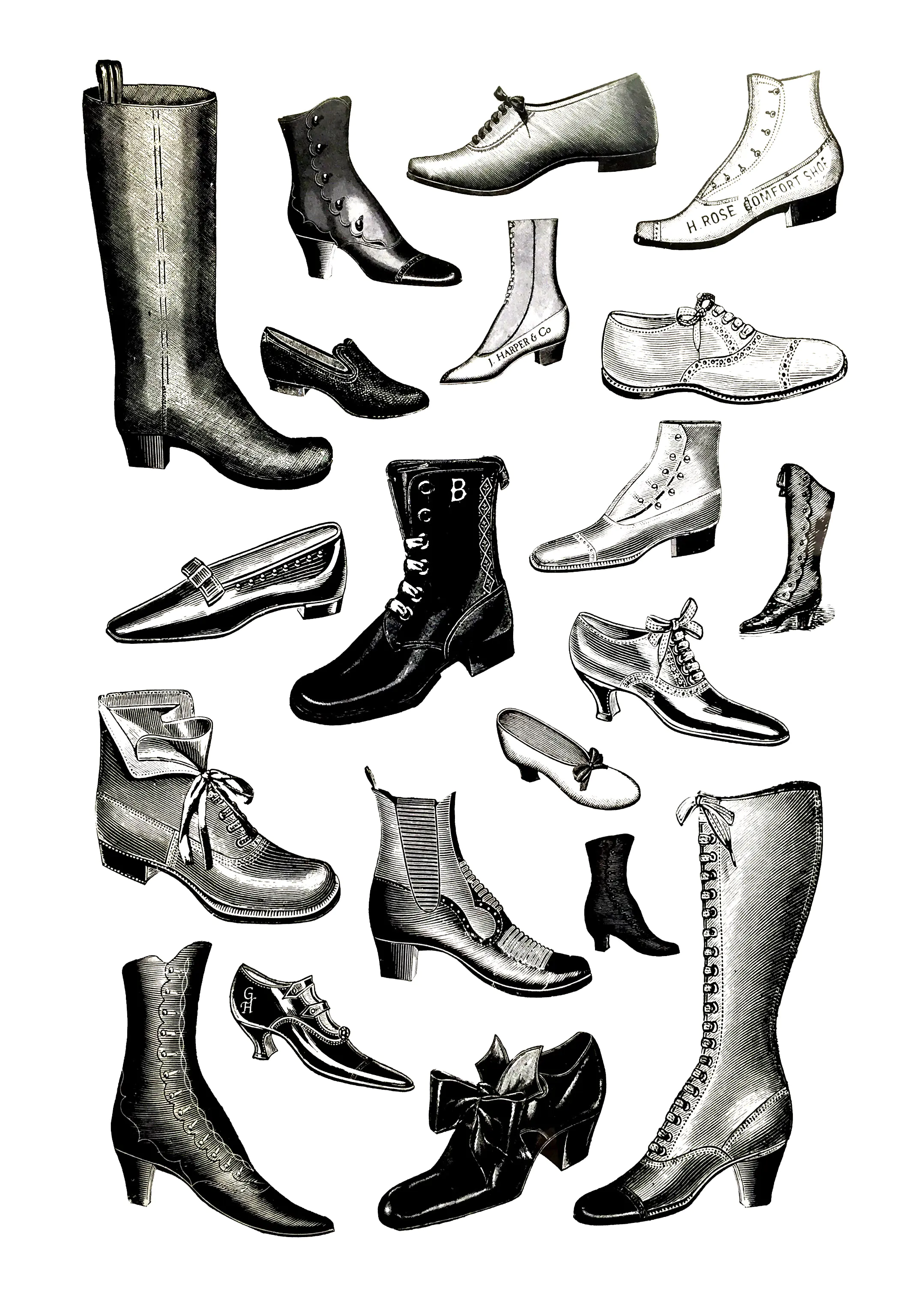 Vintage chaussures (Coloriage à imprimer pour adultes)