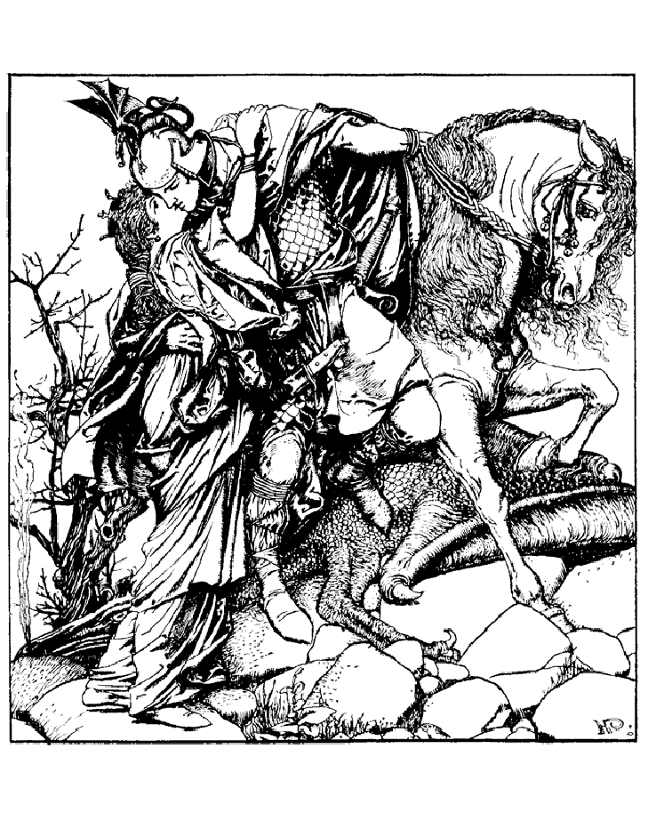 Illustration ancienne à colorier d'un soldat embrassant sa bien aimée, avant de partir sur un champ de bataille
