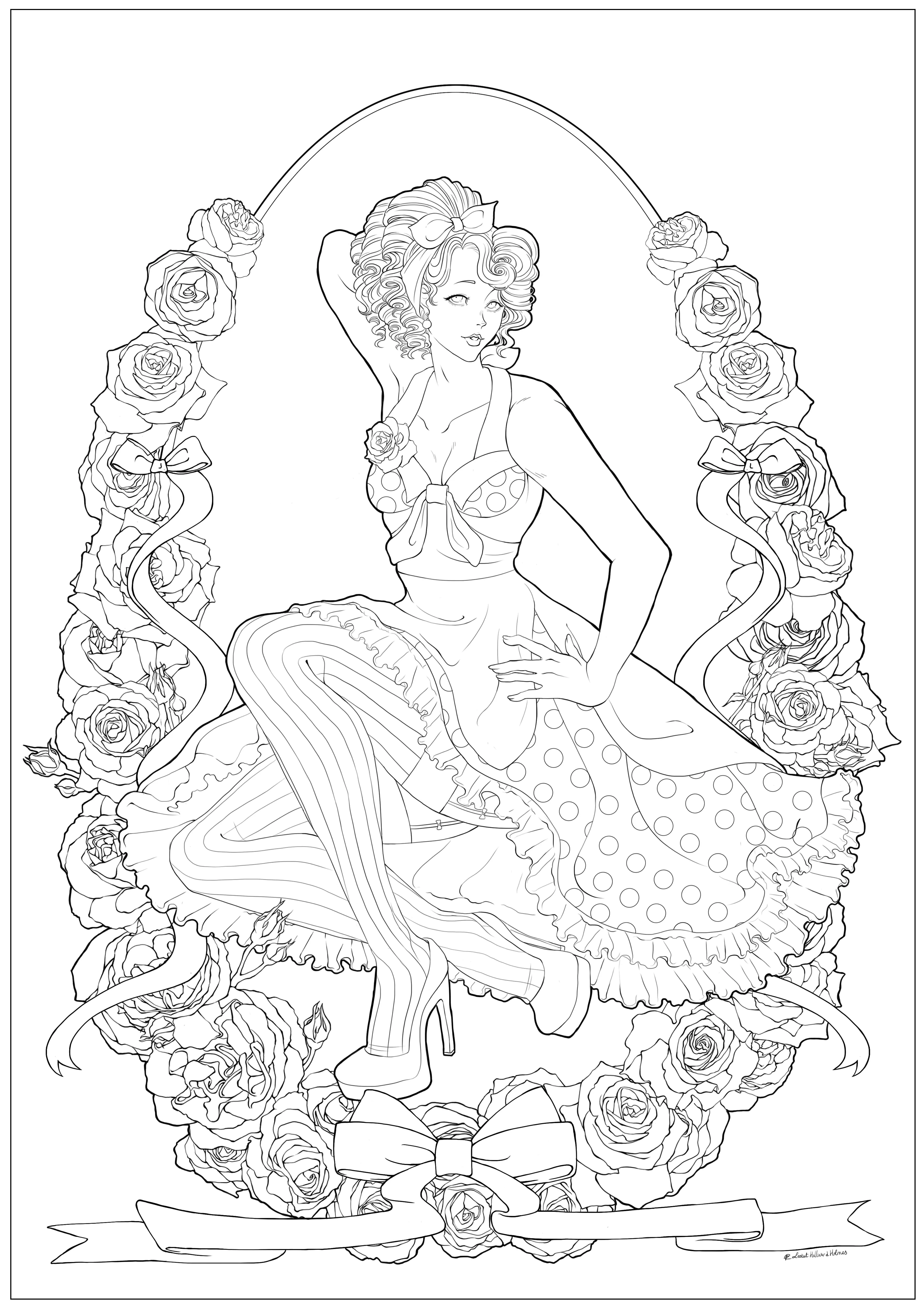 Pin up (Coloriage Vintage à imprimer pour adultes)