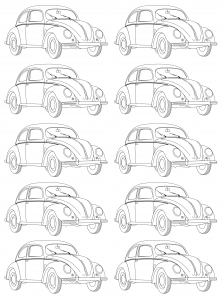 Coloriage adulte mosaique coccinelle volkswagen