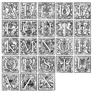 Coloriage alphabet vintage