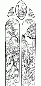 Coloriage de Vitraux à imprimer pour adultes : Medieval-vitrail