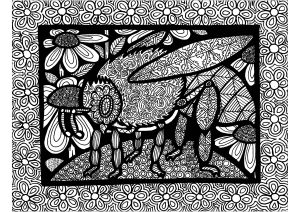 Coloriage de Zentangle à imprimer pour adultes : Les lignes de l'abeille