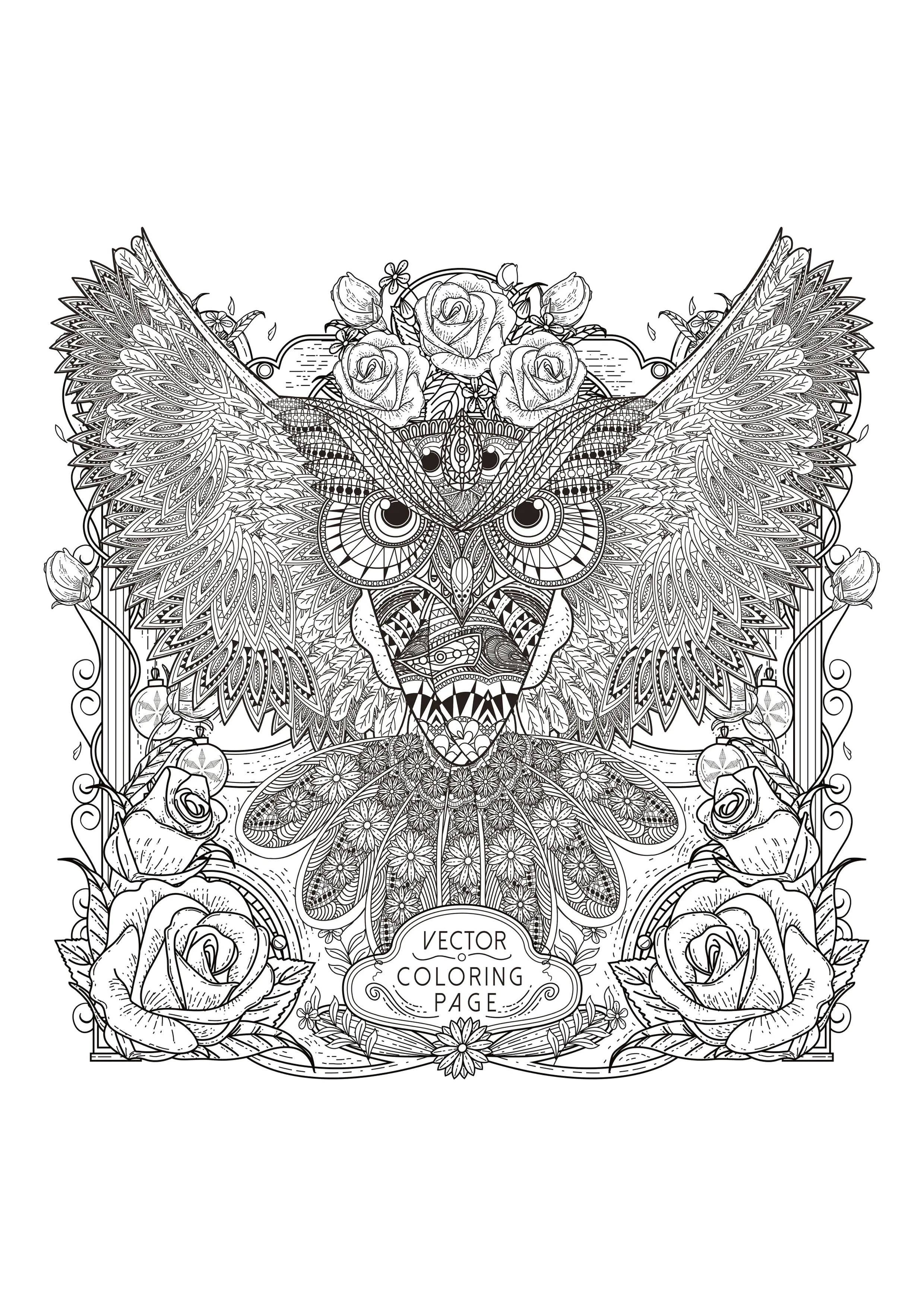 Hibou zentangle (Coloriage à imprimer pour adultes)